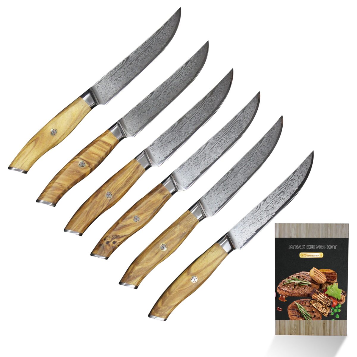 Steakmesser Set 6 teilig Damast – Bild 2