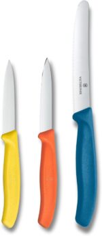 Victorinox Swiss Classic Gemüsemesser Set gelb, orange, hellblau (3tlg, gerade/Wellen) – Bild 2