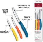 Victorinox Swiss Classic Gemüsemesser Set gelb, orange, hellblau (3tlg, gerade/Wellen) – Bild 4