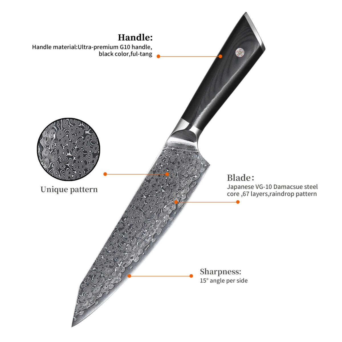 Damast Kochmesser – Bild 2