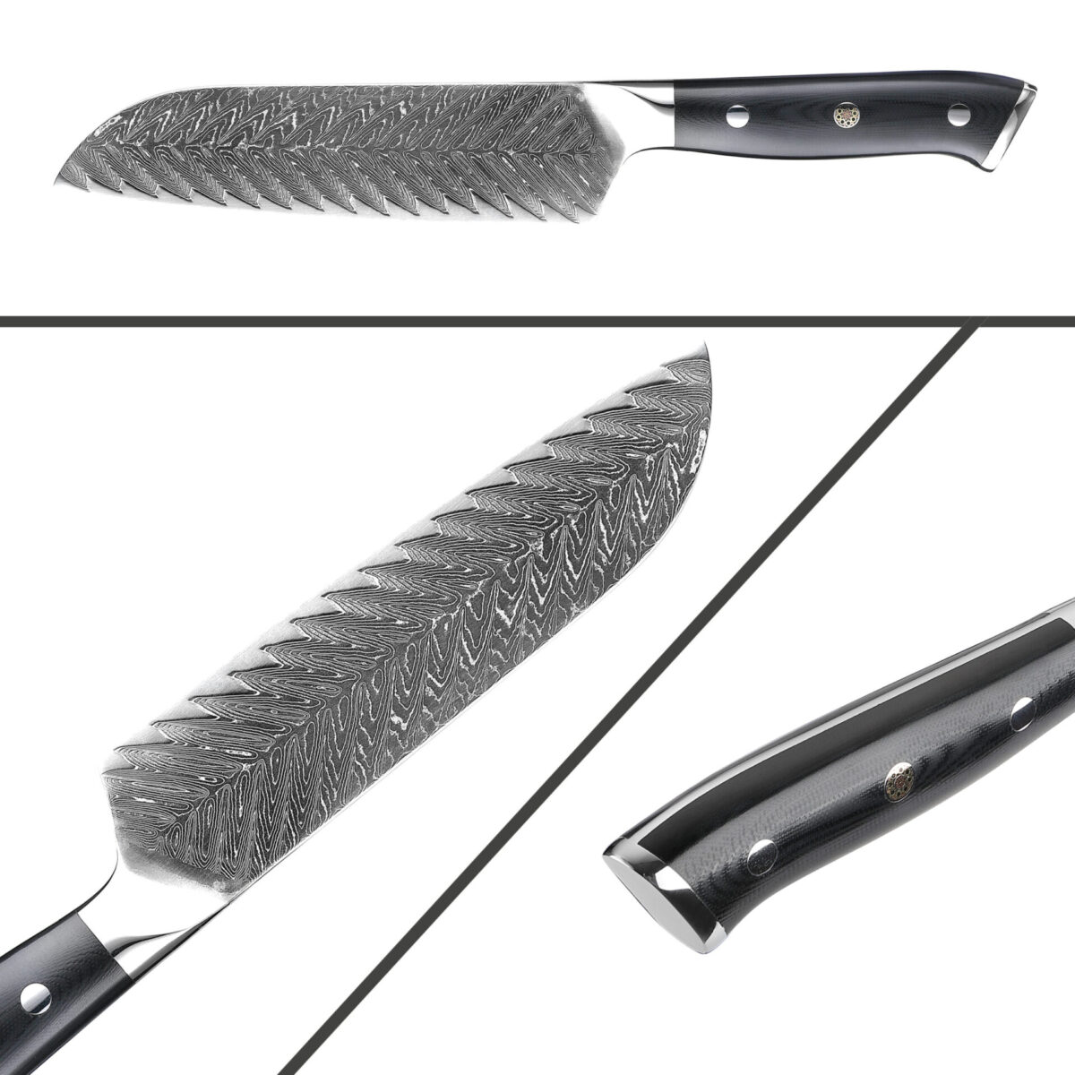 Damast Santokumesser Nietengriff – Bild 3