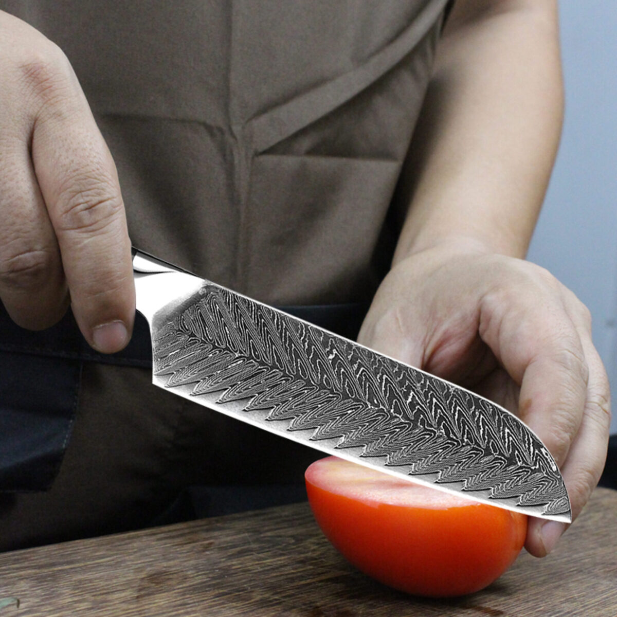 Damast Santokumesser Nietengriff – Bild 4