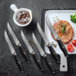 Steakmesser Set 6 teilig Damast schwarz – Bild 2