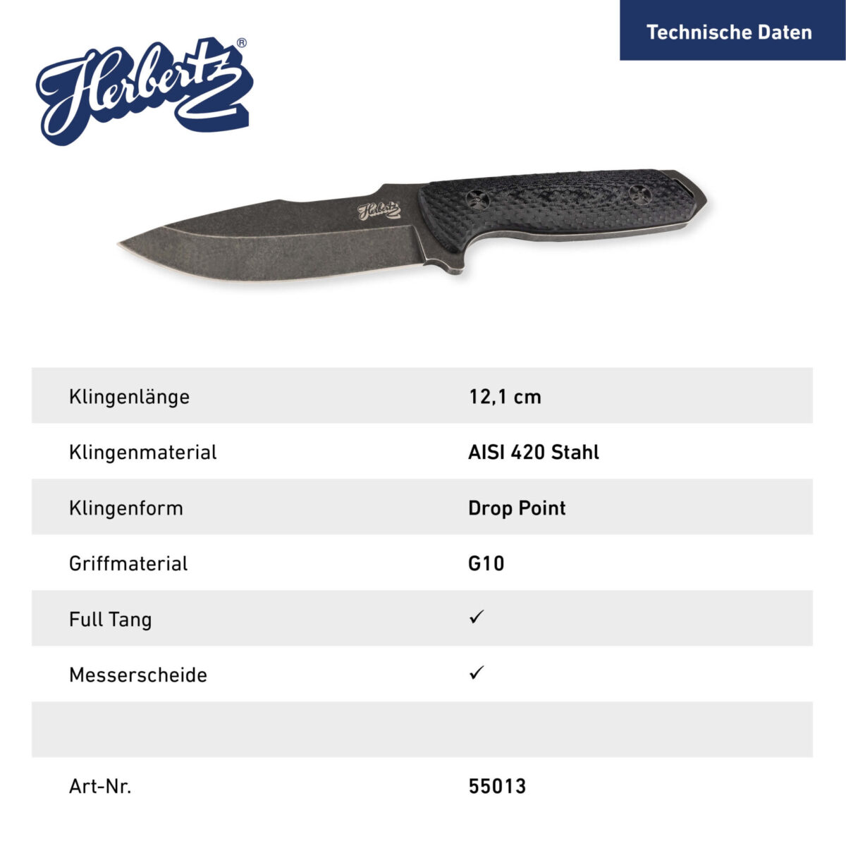 Herbertz Gürtelmesser G10 12,1 cm – Bild 6