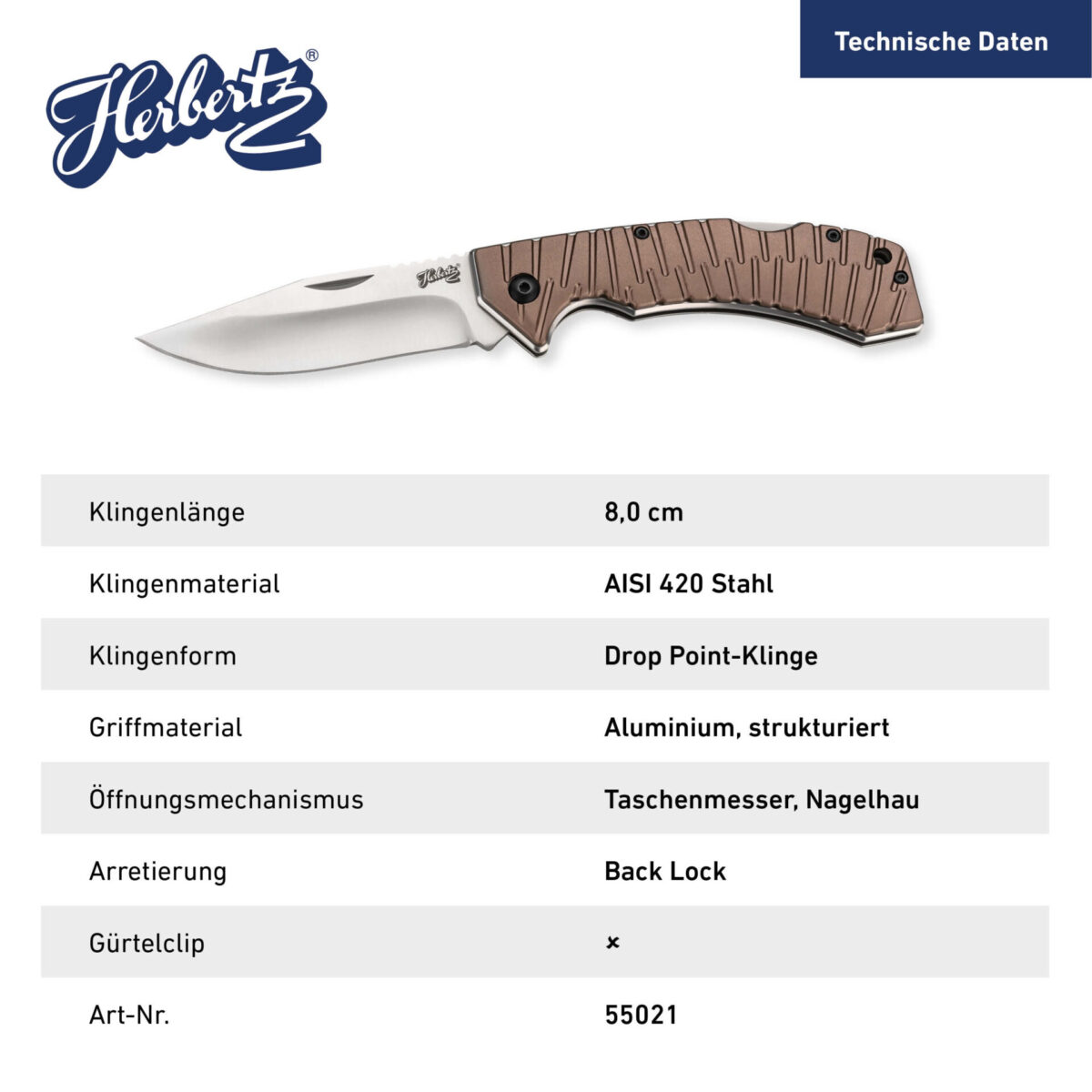 Herbertz Gürtelmesser Alu – Bild 6