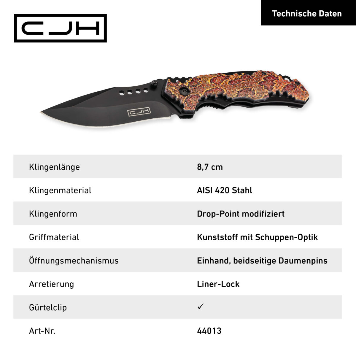 CJH Einhandmesser camo/schwarz – Bild 3
